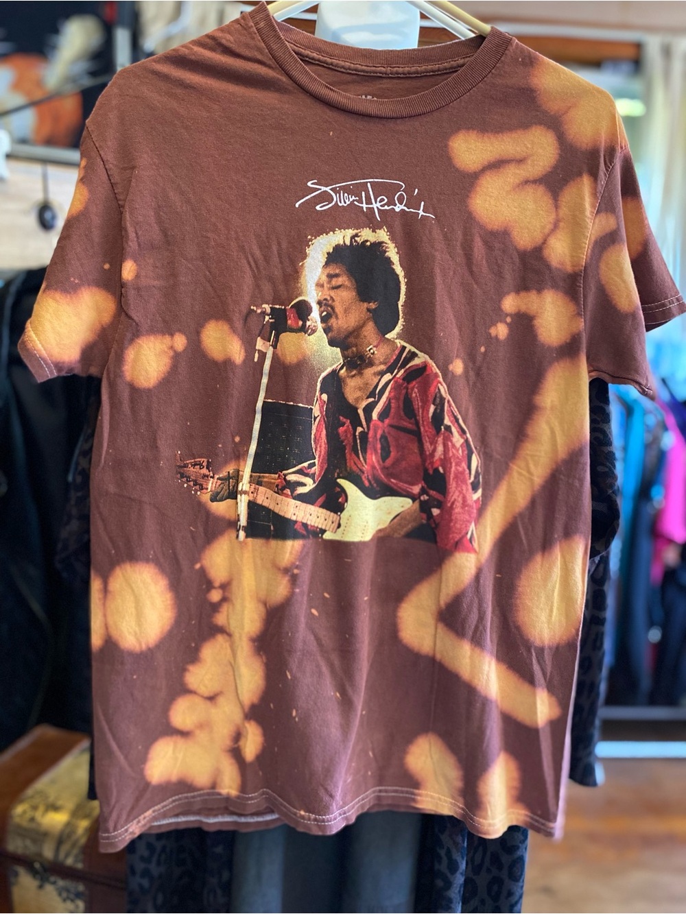 Jimi Hendrix Brown Tie-Dye Graphic Short Sleeve Tee